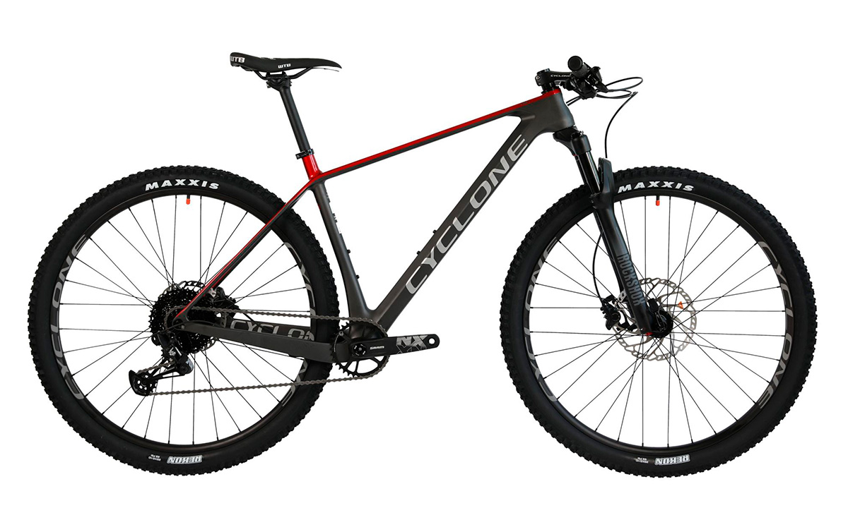 Фотография Велосипед CYCLONE PRO 1.0 carbon 29” 2022, размер L, Серо-красный
